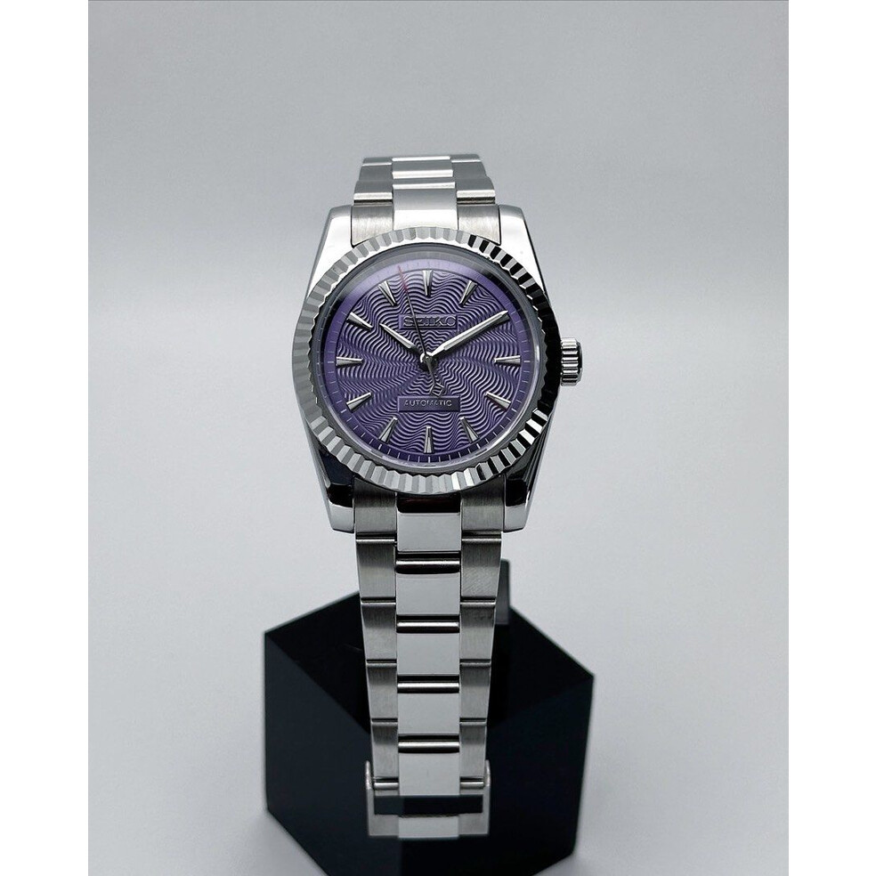 Custom Seiko Mod • Purple Guilloche Motif Oyster Perpetual • 36mm